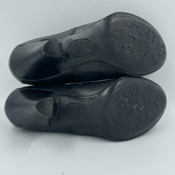 Black Pebbled Leather Faux Stacked Heel Børn Shootie Bootie, Size 7 - Picture 9 of 11